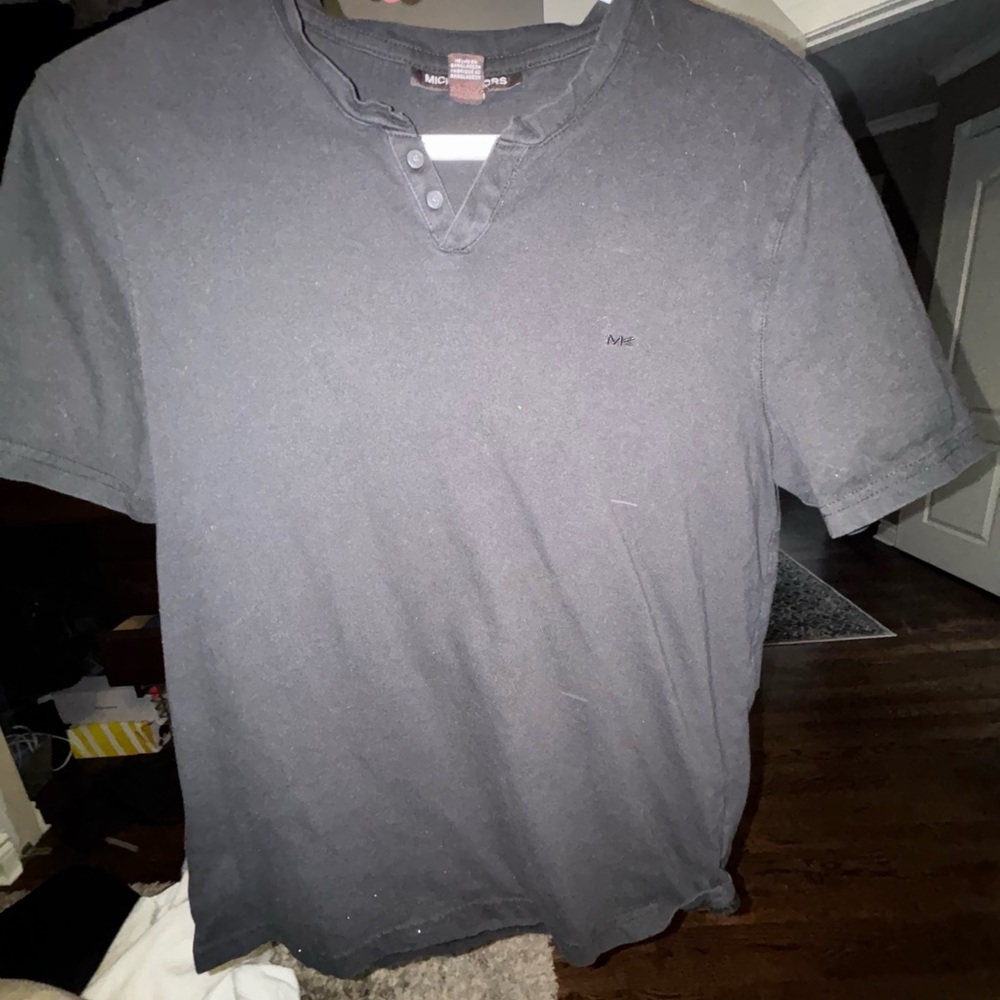 Michael Kors Men’s Black Short-Sleeve Henley Tee